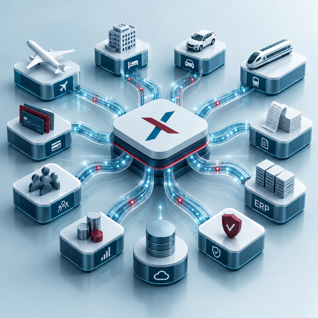 Travexis als Integrations-Hub zwischen Reisebuchung, Karten, HR, ERP, Finance und Reporting